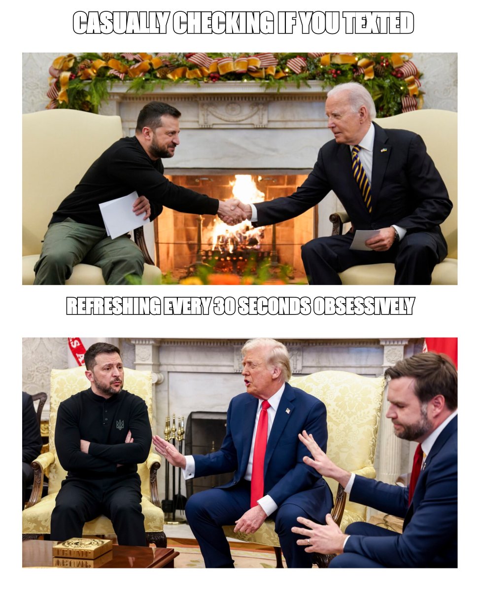 Handshake meme: 'casually checking if you texted' meets 'refreshing every 30 seconds obsessively'