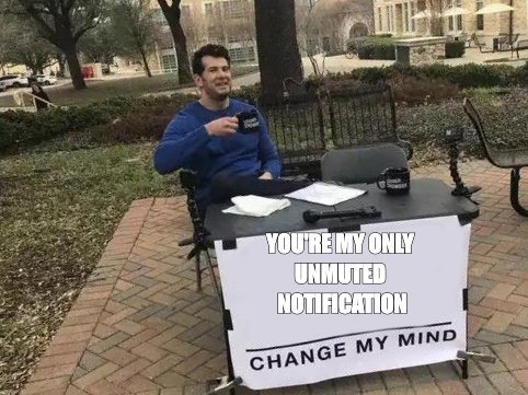 Change my mind meme: 'you're my only unmuted notification'