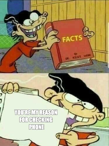 Facts book meme: 'you're my reason for checking phone'