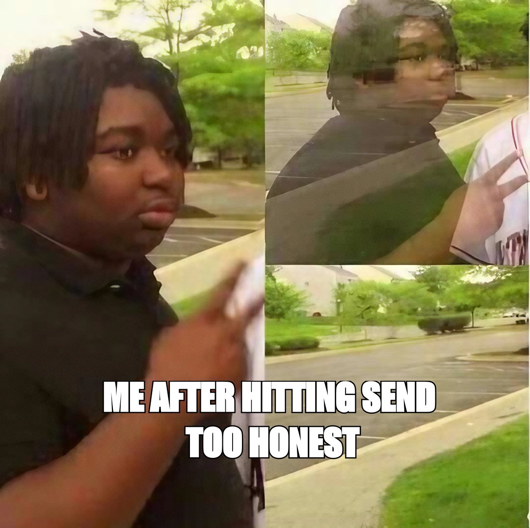 Disappearing meme: 'me after hitting send too honest'
