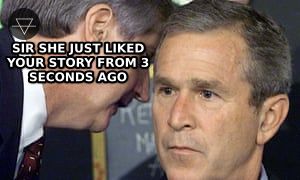 Bush whisper meme about a girl liking your Instagram story immediately showing that being visible on social media works better than dating apps for meeting women