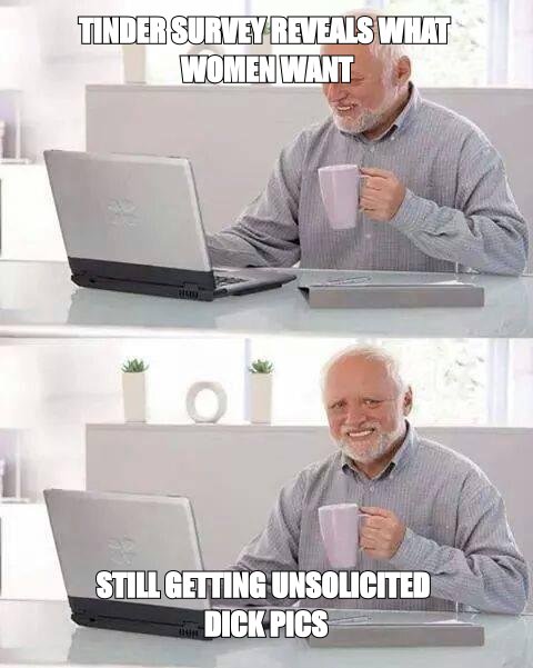 Hide the Pain Harold meme: the survey says women want presence, the guy still shows up with a gift