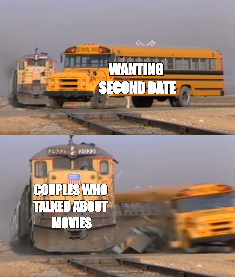 A Train Hitting A School Bus meme about Talked about movies